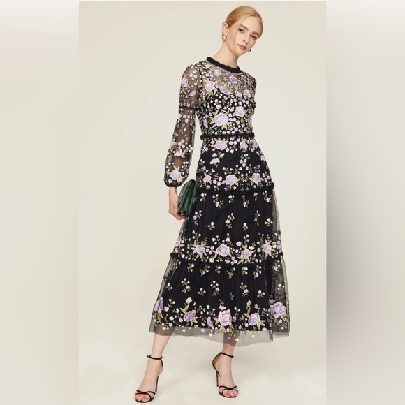 Mac Duggal Dresses & Skirts - IEENA FOR MAC DUGGAL Embroidered Tiered Floral midi dress flowers multicolor 6